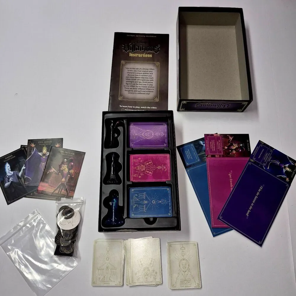 Disney Villainous Wicked To The Core Game Complete Open Box + 3 Extra Movers Set